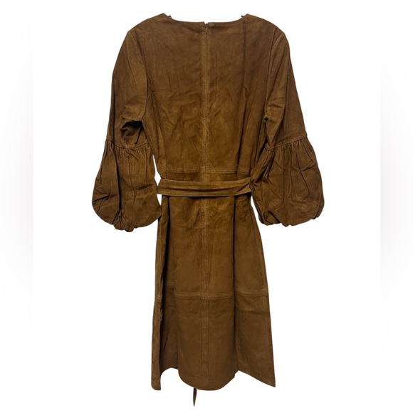 NWT  Trina Turk  the Priya dress in goat leather  cognac   size 8 - Picture 5 of 7